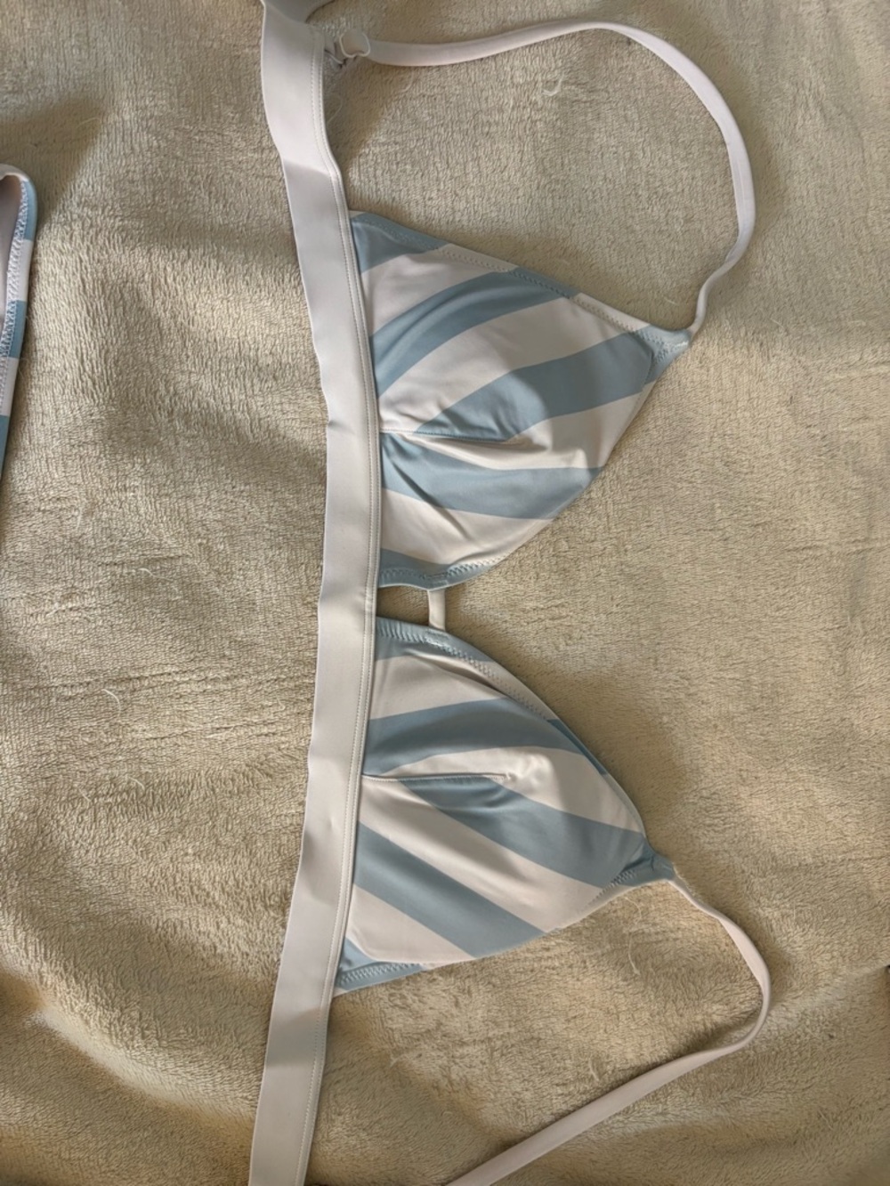 Lively Striped Triangle Bikini Set in Light Blue and White - Picture 2 of 3